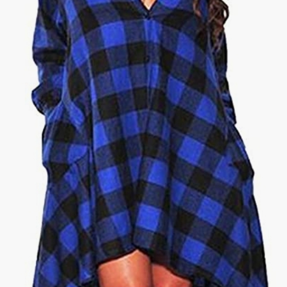 Women's Buffalo Plaid Hi-Lo Shirtdress, Size XL